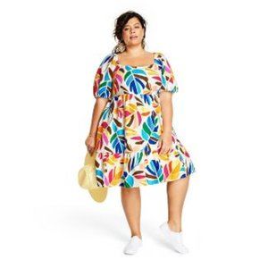 Women's Botanical Print Puff Sleeve Mini Dress - Tabitha Brown for Target